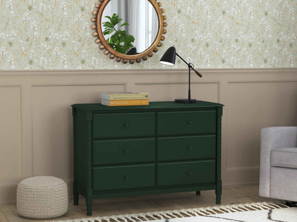 M7326FRGR,DaVinci,Jenny Lind Spindle 6-Drawer Dresser in Forest Green
