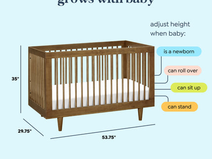 W4901L,DaVinci,Marley 3-In-1 Convertible Crib in Walnut