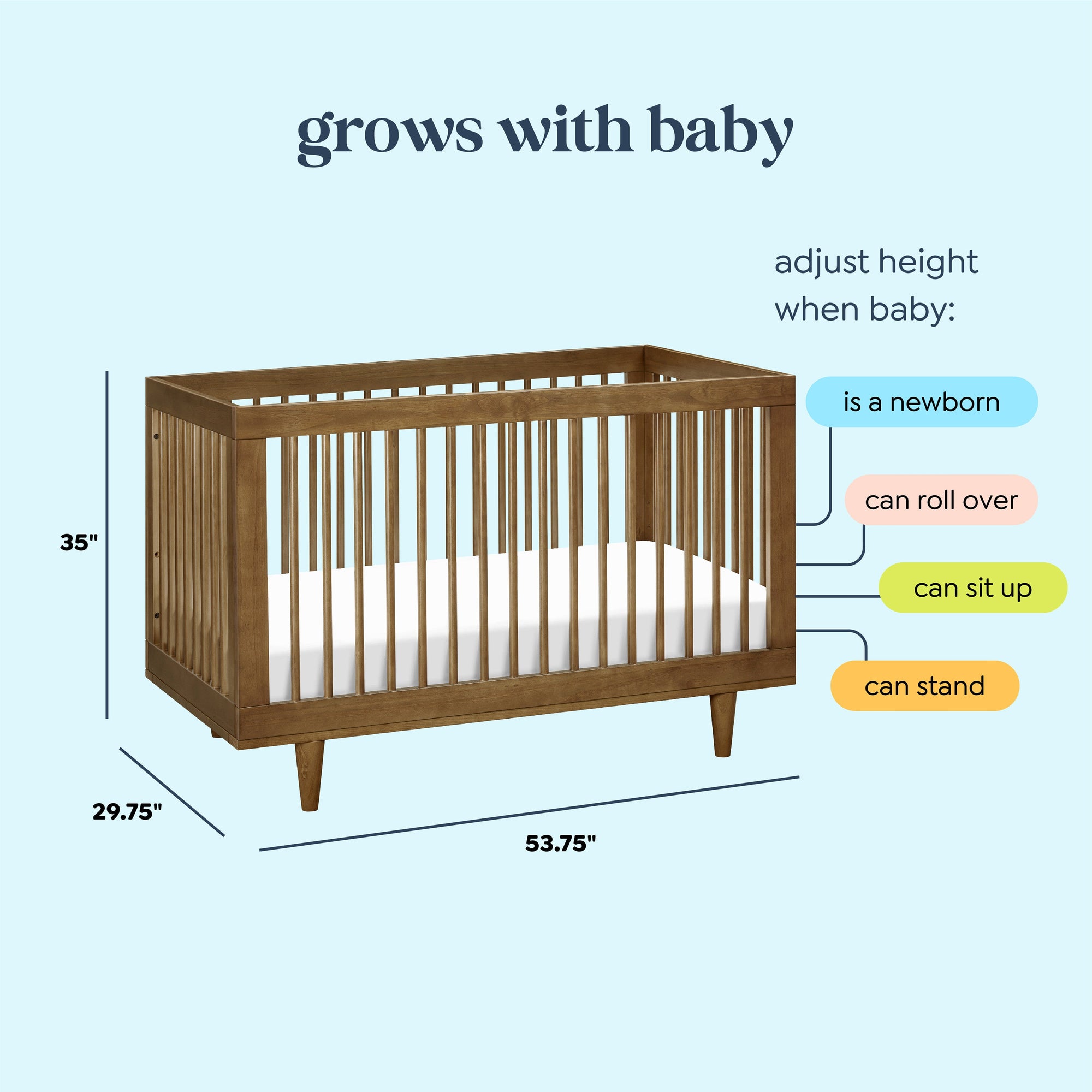 W4901L,DaVinci,Marley 3-In-1 Convertible Crib in Walnut