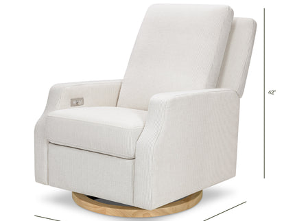 M22286FCSLB,Namesake,Crewe Electronic Swivel Glider Recliner in Fog Chatham Stripe Performance Eco-Weave w/LB