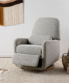 Luxe Fabric: Black White Boucle with Light Wood Base