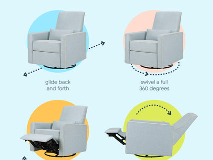 M10887HBLCM,DaVinci,Piper Recliner in Heathered Blue w/ Cream Piping