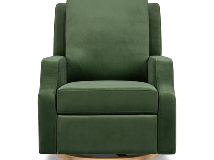 M22287FGVLB,Namesake,Crewe Recliner and Swivel Glider in Forest Green Velvet w/Light Wood Base