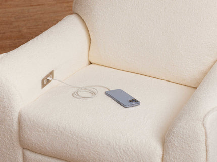 M24087CSHLB,Nursery Works,Sunday Power Recliner and Swivel Glider in Chantilly Fleece w/ Light Wood Base