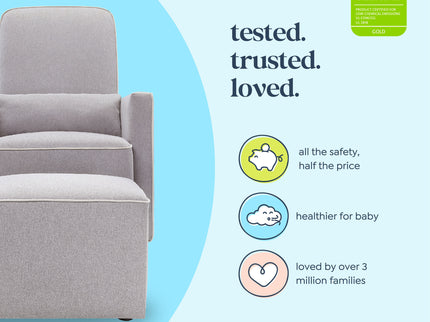 M11687GCM,DaVinci,Olive Glider and Ottoman in Grey Finish w/Cream Piping