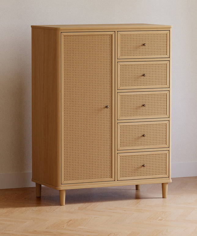 M23727HYHC,Namesake,Marin Chifforobe  Assembled in Honey and Honey Cane