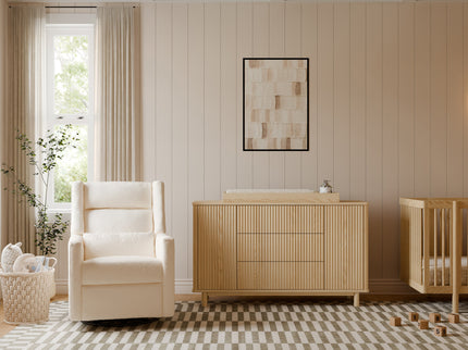 M11286PWB,Babyletto,Kiwi Plus Power Glider Recliner w/ Power Headrest in Performance Ivory Boucle