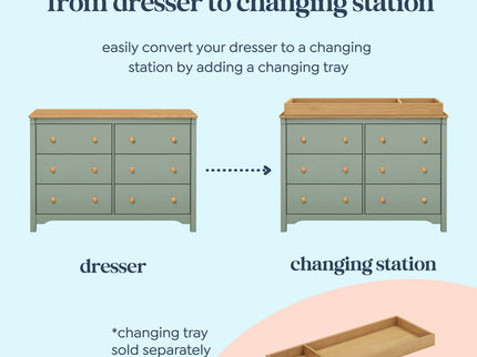 M27226LSHY,DaVinci,Shea 6-Drawer Dresser in Light Sage and Honey