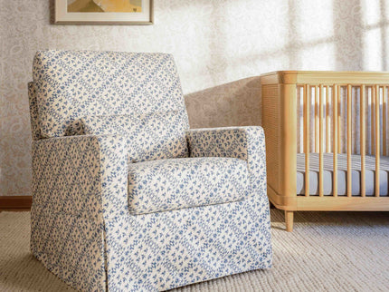 M21787BLT,Namesake,Sarah Flint x Namesake Crawford Swivel Glider in Blue Lattice Performance Eco-Weave
