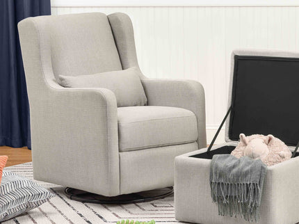 F18787PFTGRY,Carter's,Adrian Swivel Glider with Storage Ottoman in Performance Grey Linen