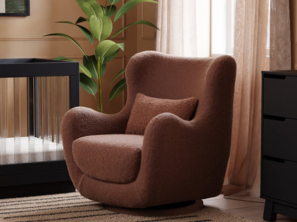 M24187RTRGB,Nursery Works,Solstice Swivel Glider in Rouge Teddy Loop w/Rouge Wood Base