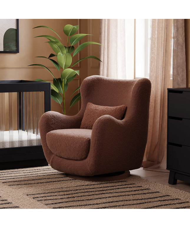 M24187RTRGB,Nursery Works,Solstice Swivel Glider in Rouge Teddy Loop w/Rouge Wood Base