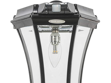Victorian Bulb Black Solar LED Motion Sensor Outdoor Light