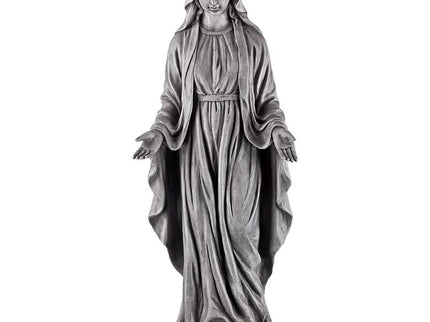 Virgin Mary Gray Stone 29" High Outdoor Statue