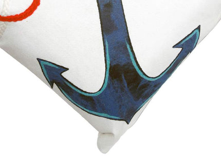Visions I Anchor Blue White 20" x 12" Indoor-Outdoor Pillow