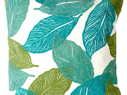 Visions I Mystic Leaf Aqua 20" Square Indoor-Outdoor Pillow