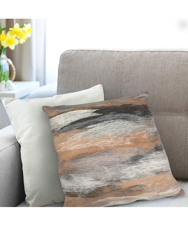 Visions I Vista Beige 20" Square Indoor-Outdoor Throw Pillow