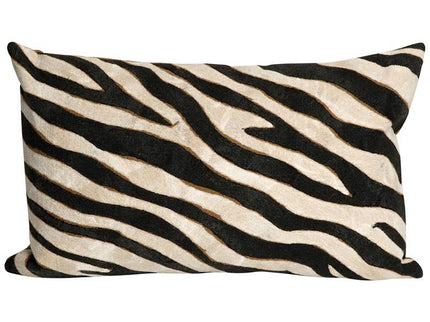 Visions I Zebra Print Black 20" x 12" Indoor-Outdoor Pillow