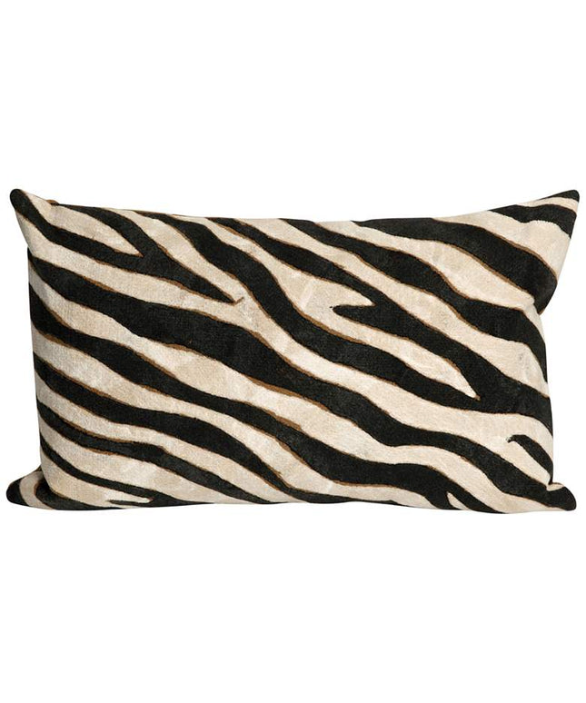 Visions I Zebra Print Black 20" x 12" Indoor-Outdoor Pillow