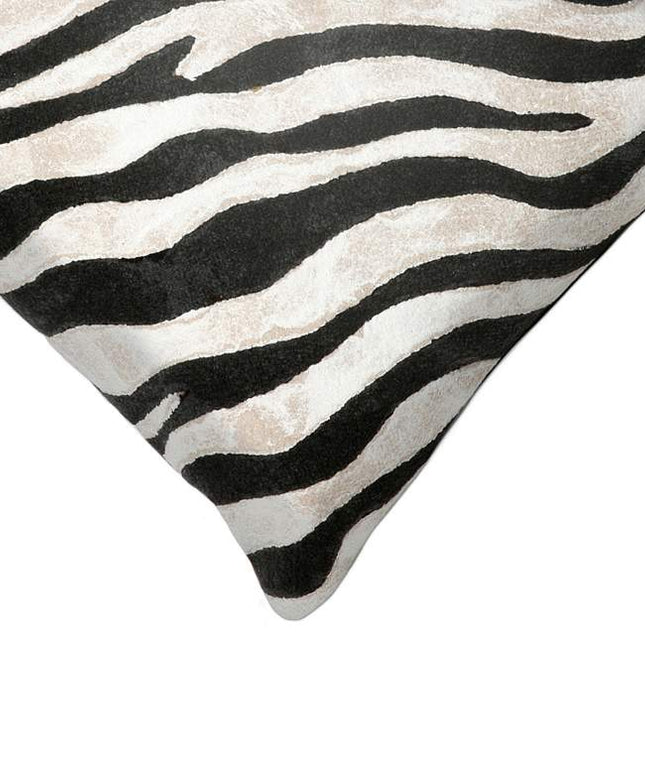 Visions I Zebra Print Black 20" x 12" Indoor-Outdoor Pillow