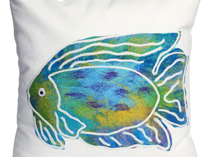 Visions II Batik Fish Aqua 20" Square Indoor-Outdoor Pillow
