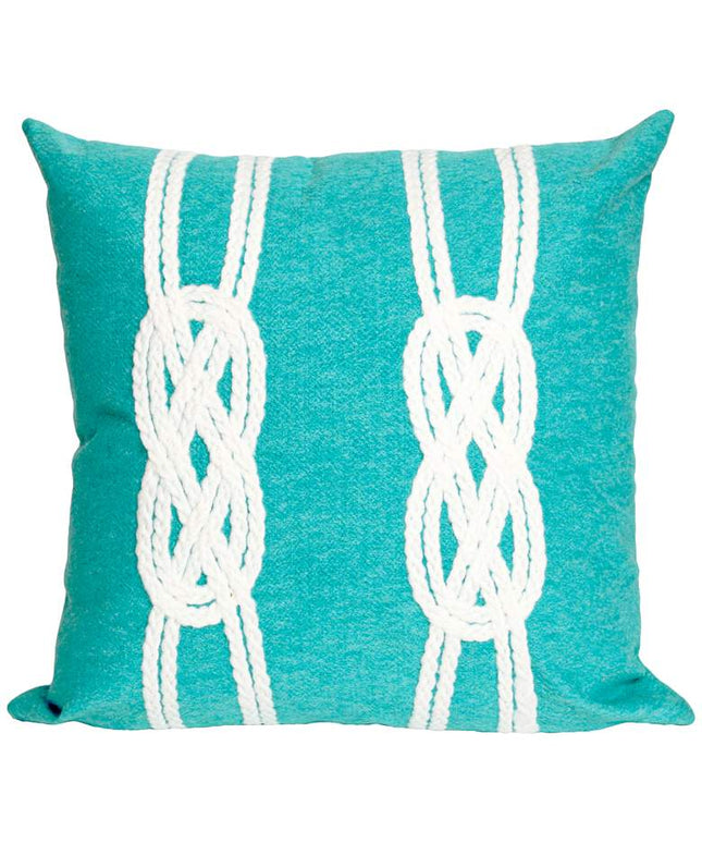Visions II Double Knot Aqua 20" Square Indoor-Outdoor Pillow