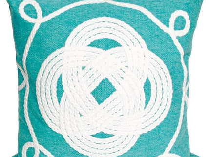 Visions II Ornamental Knot Aqua 20" Indoor-Outdoor Pillow