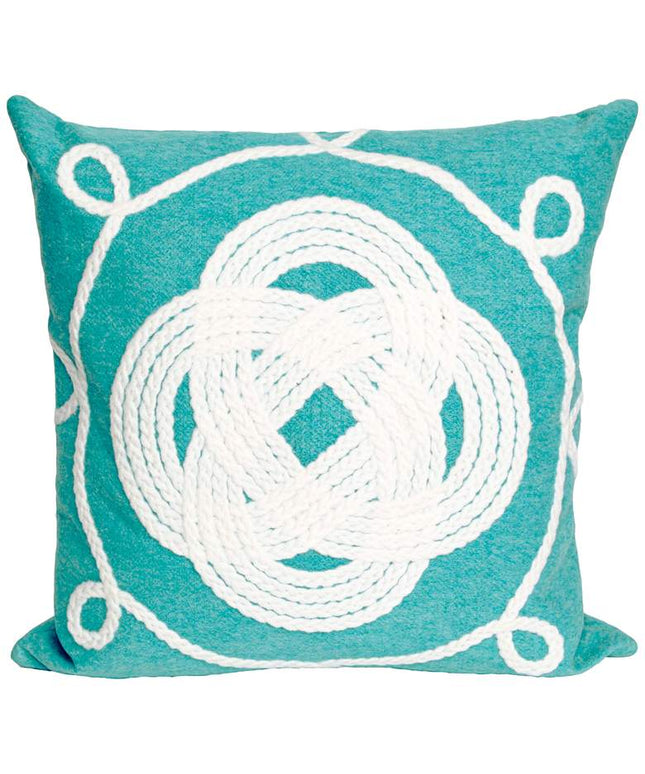Visions II Ornamental Knot Aqua 20" Indoor-Outdoor Pillow