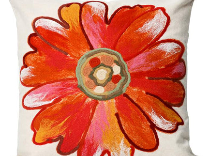 Visions III Daisy Orange 20" Square Indoor-Outdoor Pillow