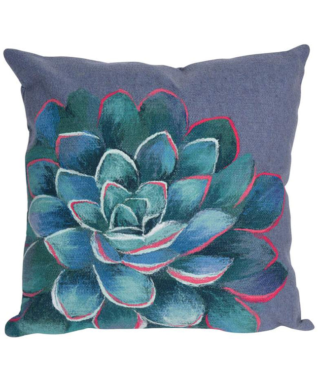 Visions III Succulent Blue 20" Square Indoor-Outdoor Pillow
