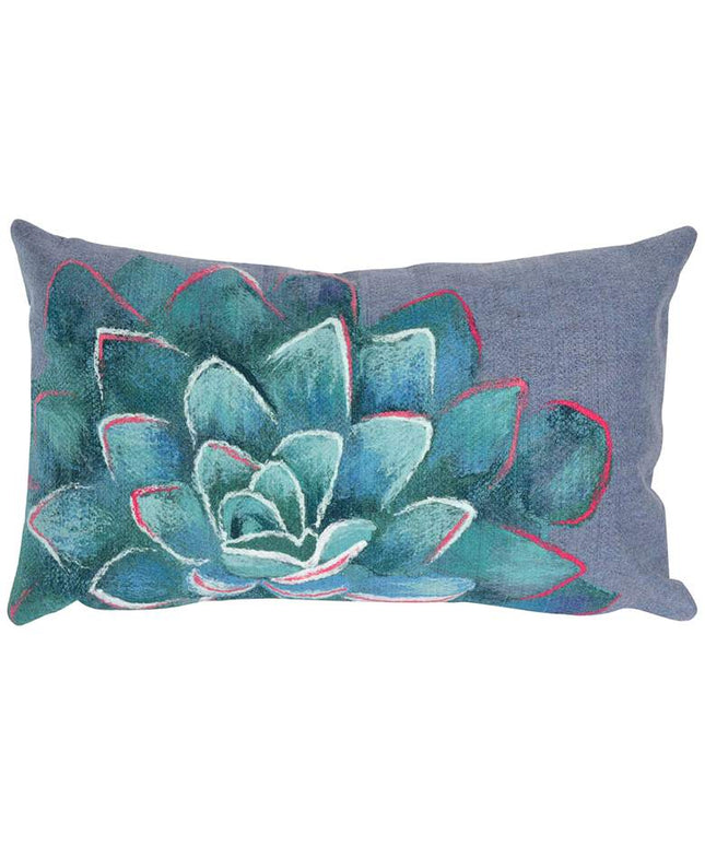 Visions III Succulent Blue 20" x 12" Indoor-Outdoor Pillow