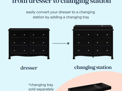 M5529E,DaVinci,Kalani 6-Drawer Double Wide Dresser in Ebony