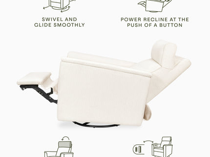 B17186YC,Monogram by Namesake,Willa Plus Power Glider Recliner w/ Power Headrest in Ivory Corduroy