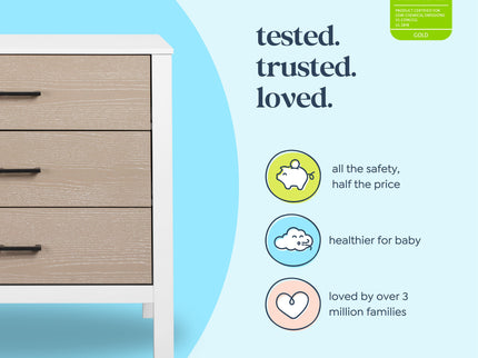 F23223WCWD,Carter's,Radley 3-Drawer Dresser in White & Coastwood