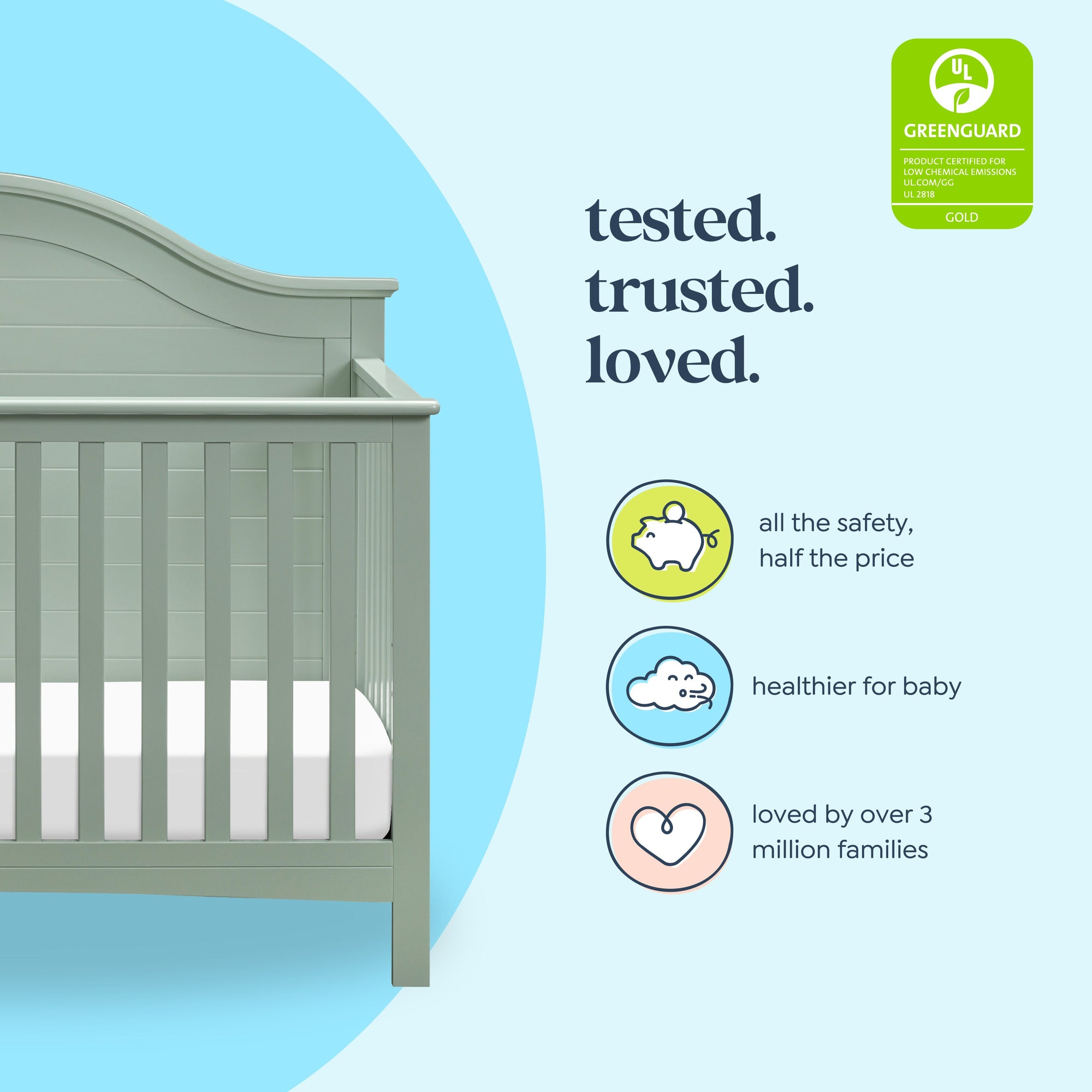 F16901LS,Carter's,Nolan 4-in-1 Convertible Crib in Light Sage