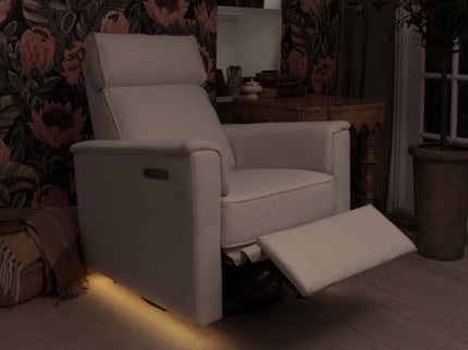 M17182PCMEW,Namesake,Willa Pro Power Glider Recliner w/ Power Lumbar in Performance Cream Eco-Weave