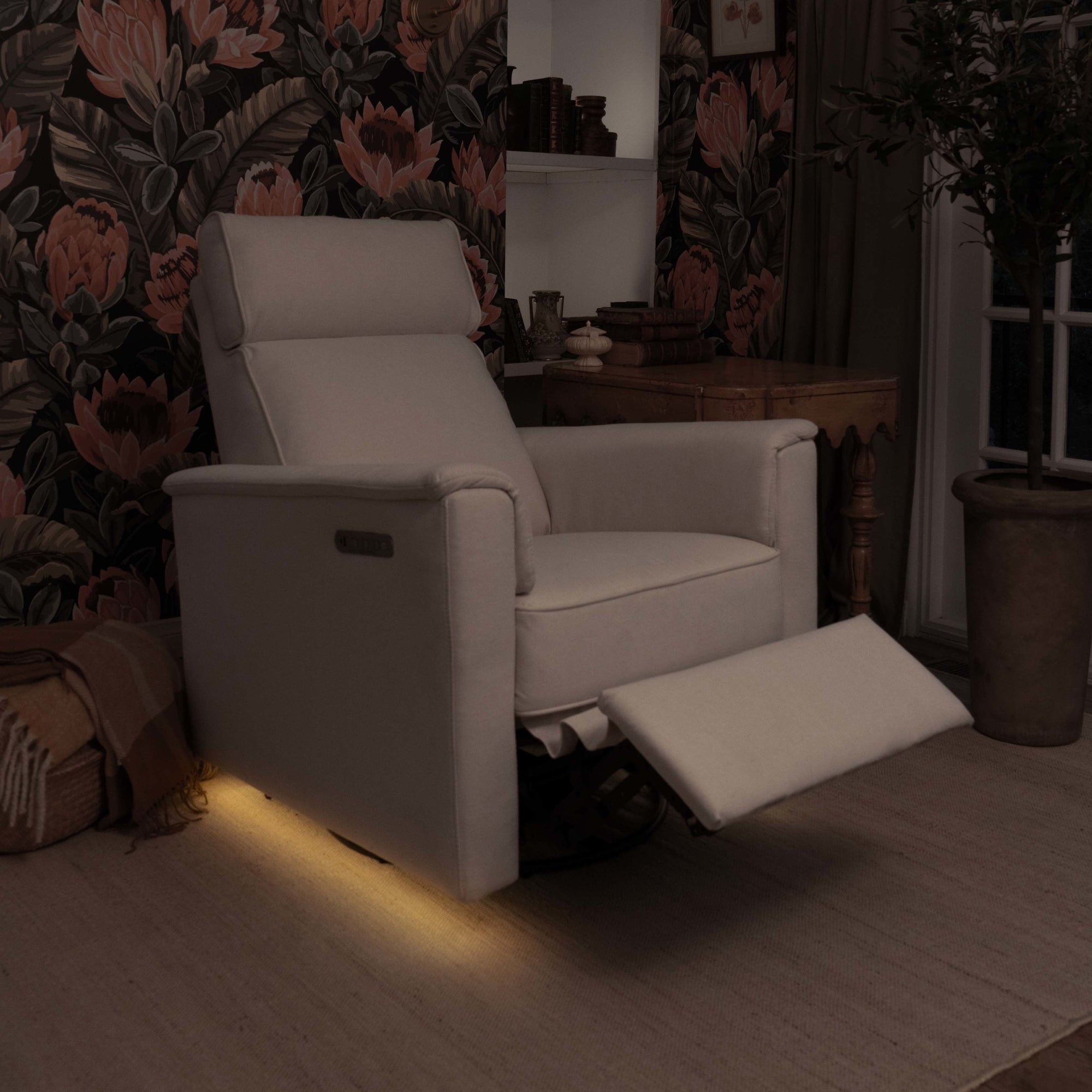 M17182PCMEW,Namesake,Willa Pro Power Glider Recliner w/ Power Lumbar in Performance Cream Eco-Weave