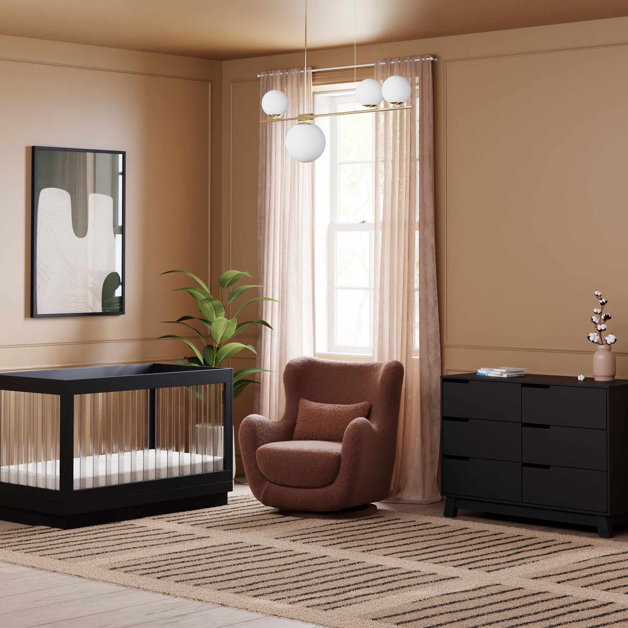 M24187RTRGB,Nursery Works,Solstice Swivel Glider in Rouge Teddy Loop w/Rouge Wood Base