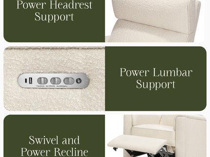 M17182PWB,Namesake,Willa Pro Power Glider Recliner w/ Power Lumbar in Performance Ivory Boucle