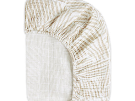 T29235,Babyletto,Oat Stripe Muslin Crib Sheet in GOTS Certified Organic Cotton