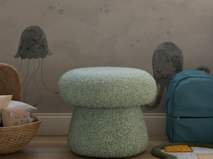 M31685ST,Babyletto Kids,Mushroom Pouf in Sage Teddy Loop