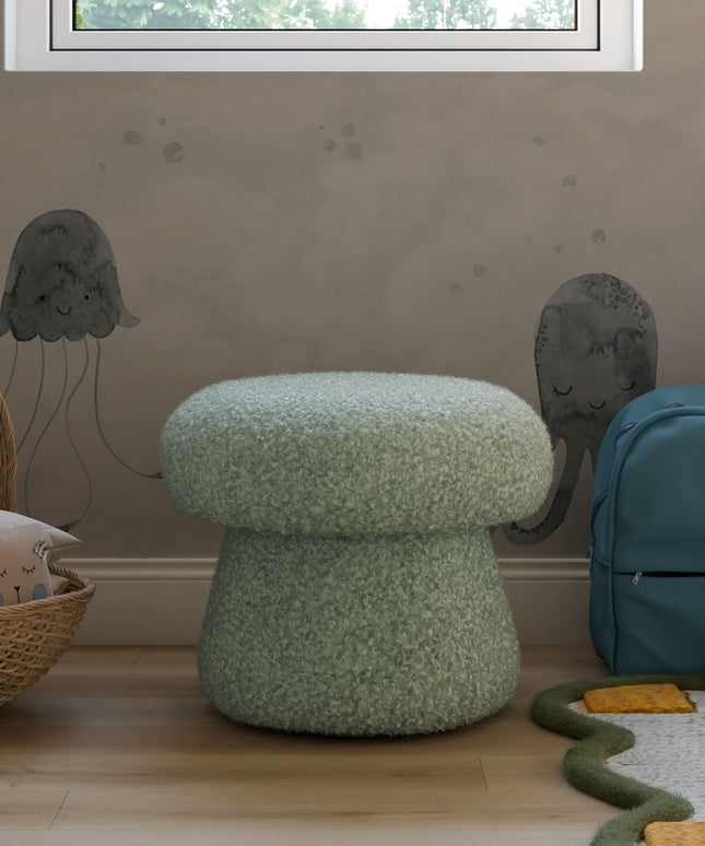 M31685ST,Babyletto Kids,Mushroom Pouf in Sage Teddy Loop