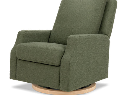 M22287OBLB,Namesake,Crewe Recliner and Swivel Glider in Olive Boucle w/Light Wood Base