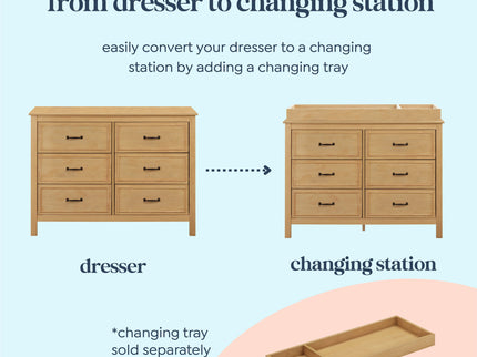 M12826HY,DaVinci,Charlie 6-Drawer Double Dresser in Honey