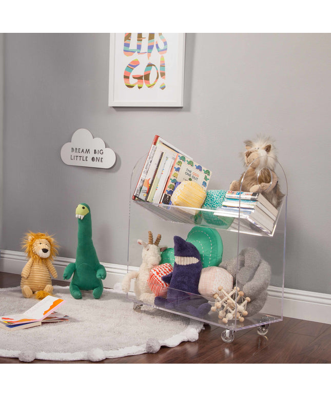 M15614K,Babyletto,Presto Acrylic Bookcase and Cart in Acrylic