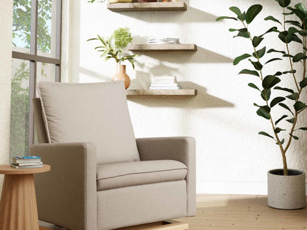 M20984PBEWLB,Babyletto,Cali Pillowback Chair and a Half Glider in Performance Beach Eco-Weave w/ Light Wood Base