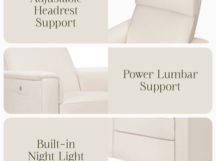 M17183PCMEW,Namesake,Willa Deluxe Power Glider Recliner w/Heat&Massage in Performance Cream Eco-Weave