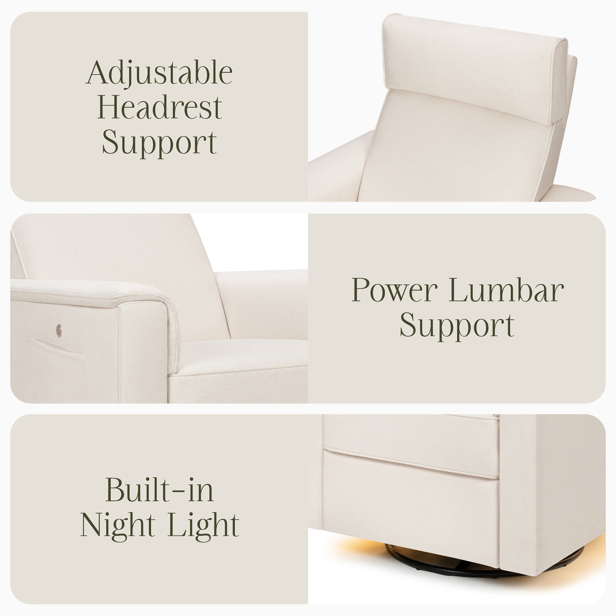 M17183PCMEW,Namesake,Willa Deluxe Power Glider Recliner w/Heat&Massage in Performance Cream Eco-Weave