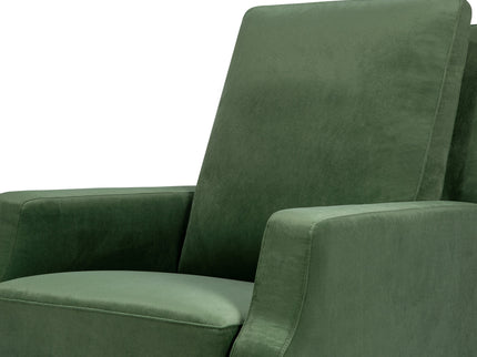 M22287FGVLB,Namesake,Crewe Recliner and Swivel Glider in Forest Green Velvet w/Light Wood Base