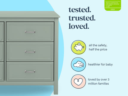 M12826LS,DaVinci,Charlie 6-Drawer Double Dresser in Light Sage